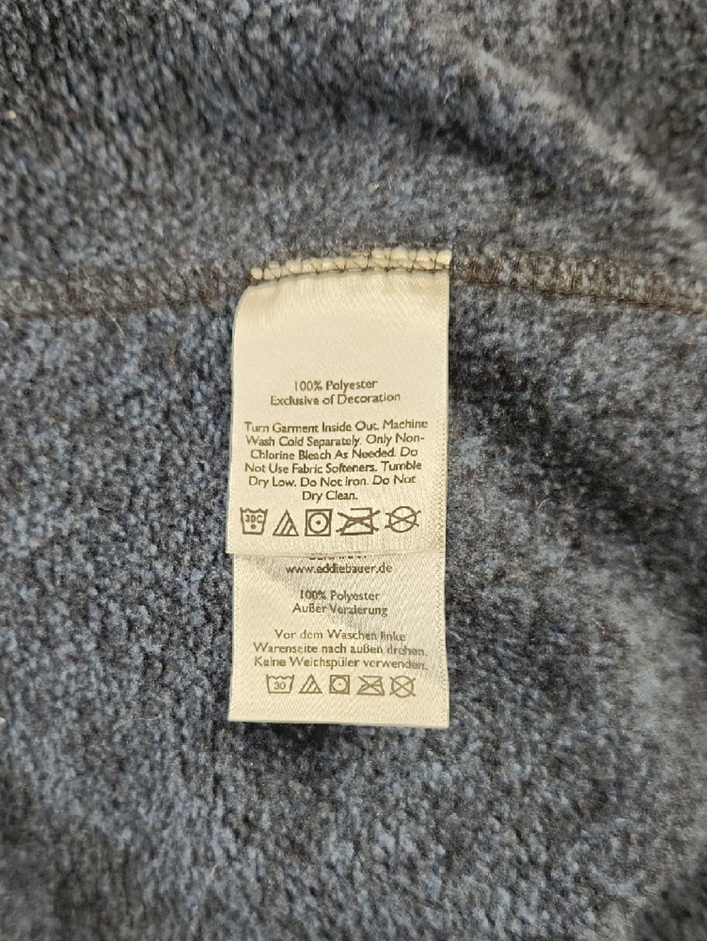 Eddie Bauer Men's L Quarter Zip Pullover Heather Navy Blue with Gray Collar - Picture 10 of 16